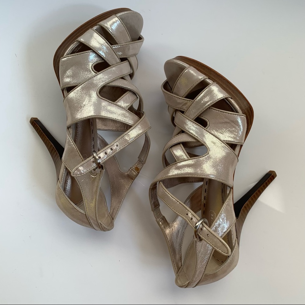 Coach Alba Champagne Shimmery Straps Heel Sandals